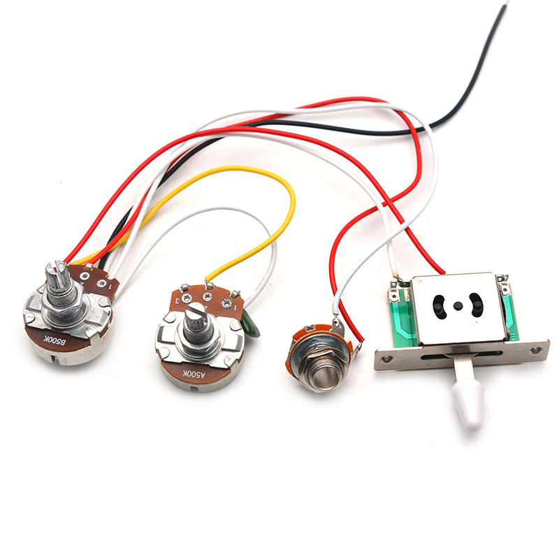 Гитарен контролен възел с 1 тон, 1 обем, 500k потенциометър и 5-позиционен превключвател