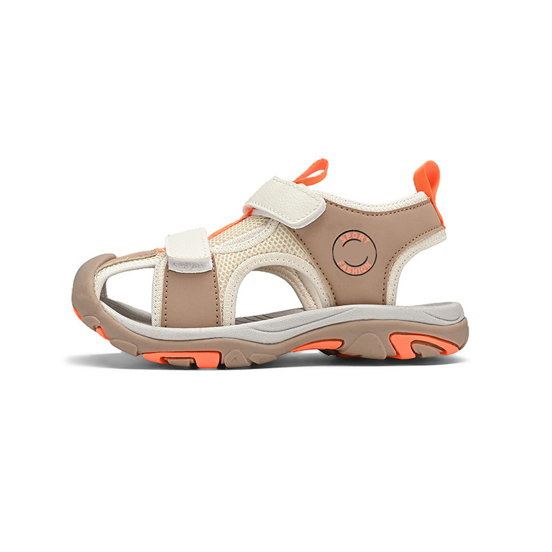 Bērnu pludmales sandales, universālas, augšējā daļa no mākslīgās ādas, Velcro aizdare, svītru raksts, TPR+EVA zole (Pavasaris 2025)