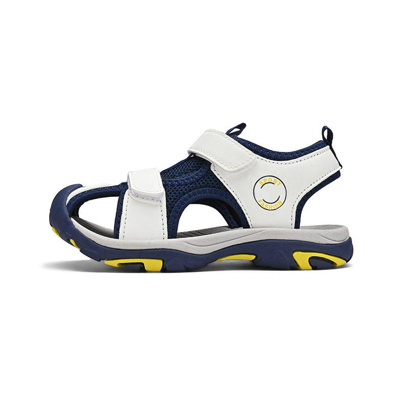 Bērnu pludmales sandales, universālas, augšējā daļa no mākslīgās ādas, Velcro aizdare, svītru raksts, TPR+EVA zole (Pavasaris 2025)