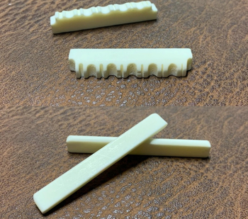 RIZO Σετ Nut και Saddle από οστό βοδιού για φολκ, κλασικές και ukulele κιθάρες – Ox bone, U-shaped, μάρκα RIZO