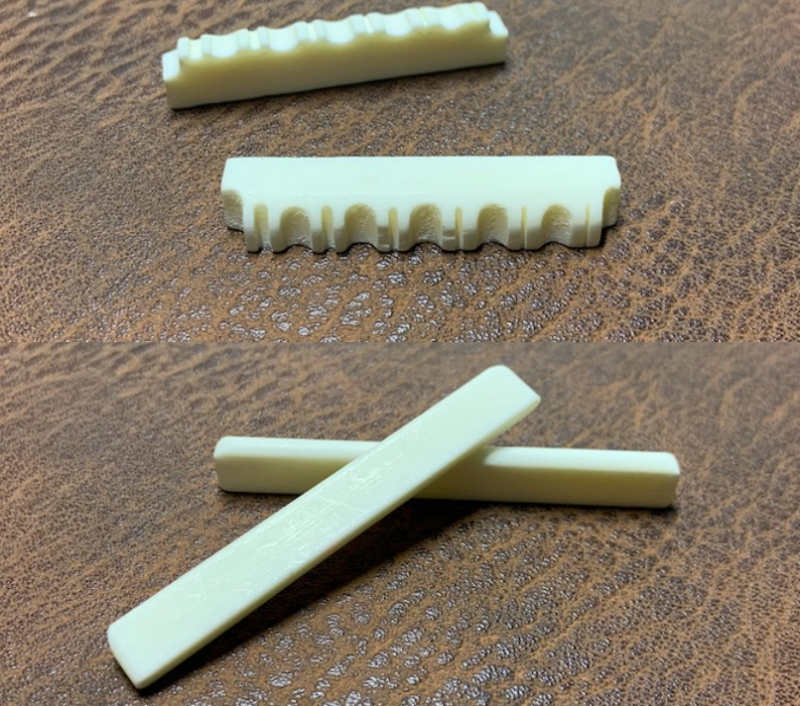 RIZO Σετ Nut και Saddle από οστό βοδιού για φολκ, κλασικές και ukulele κιθάρες – Ox bone, U-shaped, μάρκα RIZO