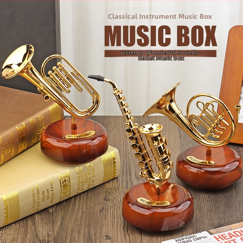 Saksofono muzikos dėžutė skaitiniam stalo dekoravimui — pasukama, ABS, kinų stilius, injekcinis liejimas (Prekės ženklas: Shipin Toys; Medžiaga: ABS; Stilius: Kinų; Gamyba: Injekcinis liejimas; IP: Ne)