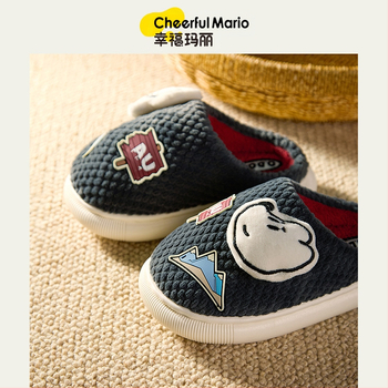 Bērnu kokvilnas čības - karikatūras dizains, vienkrāsas, flaneles augšdaļa, PVC zole, ziemas (vecums 4–16; flaneles augšdaļa; PVC zole)