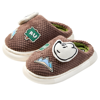 Bērnu kokvilnas čības - karikatūras dizains, vienkrāsas, flaneles augšdaļa, PVC zole, ziemas (vecums 4–16; flaneles augšdaļa; PVC zole)