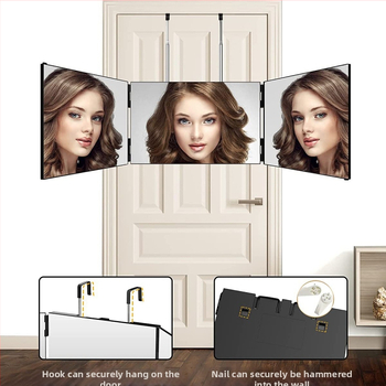 FSY настолно двустранно огледало с ABS рамка и алуминиево огледало, фризьорско тристранно огледало, без електричество