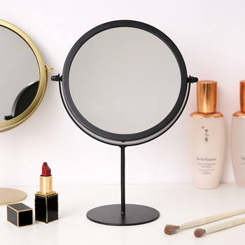 Десктоп огледало с две лица, метална рамка и сребърно огледало, за дневна и спалня.