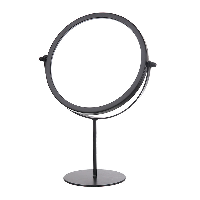 Asztali kétoldalas tükör fémből készült kerettel és ezüst tükrövel, nappali és hálószoba számára.