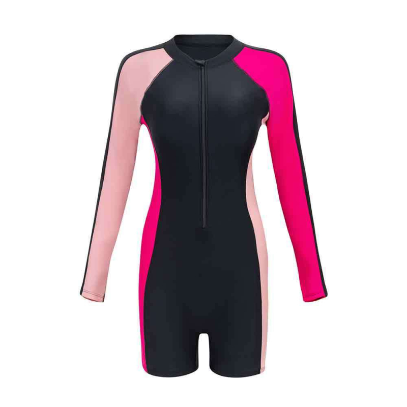 Costum de baie întreg cu mâneci lungi; material nylon; principal 82% nylon, căptușeală 18% spandex; cu burete pentru bust; croială conservatoare