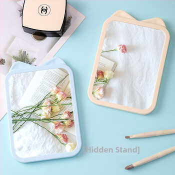 Огледало за бюро с пластмасова рамка, сгъваемо и стенно монтирано, преносимо (пластмасова рамка; без електрическо захранване; сгъваемо; стенен монтаж; възможност за печат на лого)