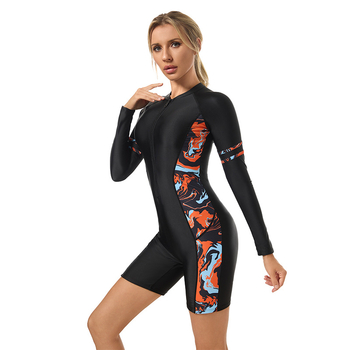 Γυναικείο ολόσωμο μαγιό με φερμουάρ μπροστά, εκτύπωση, επένδυση από 82% νάιλον και 18% σπαντέξ, με μαξιλάρι στήθους