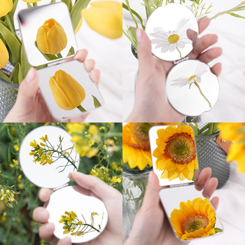 Сгъваемо двойно огледало – портативно, ръчно, от неръждаема стомана, настолна стойка за грим