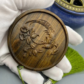 Преносимо кръгло огледало за грим, китайски стил, антична резба, метална рамка, дървообработване, паметен стил, издание зима 2024