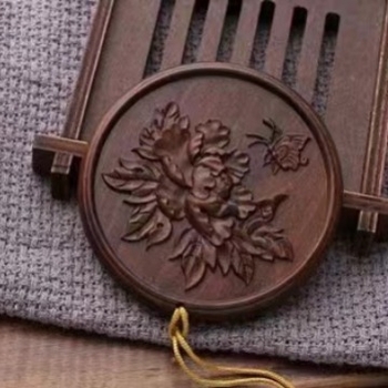 Преносимо кръгло огледало за грим, китайски стил, антична резба, метална рамка, дървообработване, паметен стил, издание зима 2024