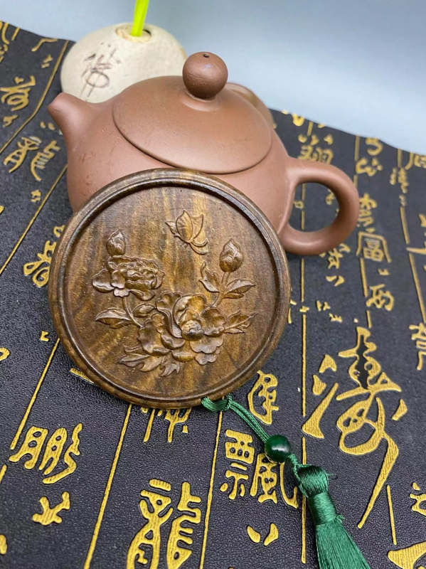 Преносимо кръгло огледало за грим, китайски стил, антична резба, метална рамка, дървообработване, паметен стил, издание зима 2024