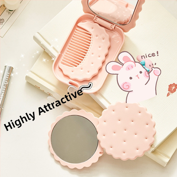 Мини сгъваемо ръчно огледало за грим - рамка PU/PS/PVC, цветно огледало, отпечатано лого, без персонализация, подходящо за спалня или баня