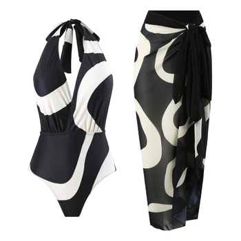 Női egyrészes fürdőruha, ujjatlan, melltámasz, blokkos mintával, poliészter anyag béléssel