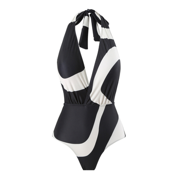 Γυναικείο ολόσωμο μαγιό χωρίς μανίκια, με επένδυση στήθους, μοτίβο μπλοκ, πολυεστέρας με επένδυση