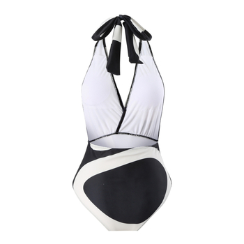 Γυναικείο ολόσωμο μαγιό χωρίς μανίκια, με επένδυση στήθους, μοτίβο μπλοκ, πολυεστέρας με επένδυση