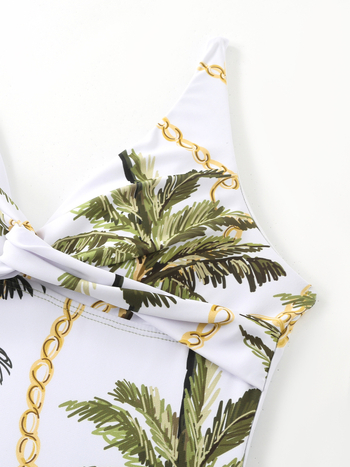 Ολόσωμο μαγιό γυναικών με εκτυπωμένο σχέδιο, ψηλή μέση, πολυεστέρας, επένδυση στήθους, υψηλή ελαστικότητα