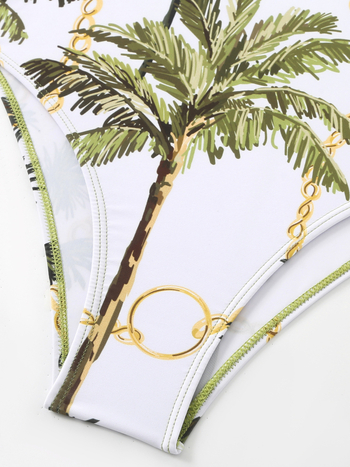 Ολόσωμο μαγιό γυναικών με εκτυπωμένο σχέδιο, ψηλή μέση, πολυεστέρας, επένδυση στήθους, υψηλή ελαστικότητα