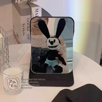 Сгъваемо огледало за грим, настолно и преносимо, подходящо за общежитие и офис, рамка PU/PS/PVC, без електричество