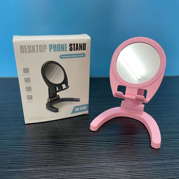 Десктоп стойка със сгъваемо огледало, модел S108, персонализирана, полипропилен/огледало