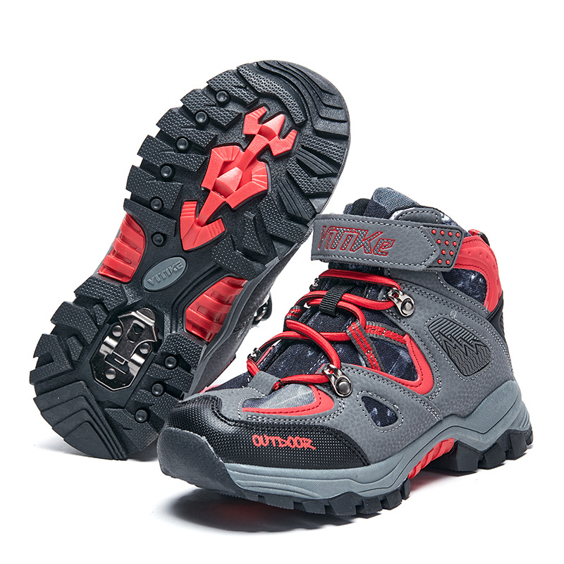 Vitec Zēnu ziemas pārgājiena kurpes - augšdaļa no mākslīgās ādas, gumijas zole, Velcro aizdare, bieza zole, vecums 7–16 gadi