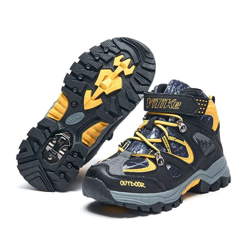 Vitec Zēnu ziemas pārgājiena kurpes - augšdaļa no mākslīgās ādas, gumijas zole, Velcro aizdare, bieza zole, vecums 7–16 gadi