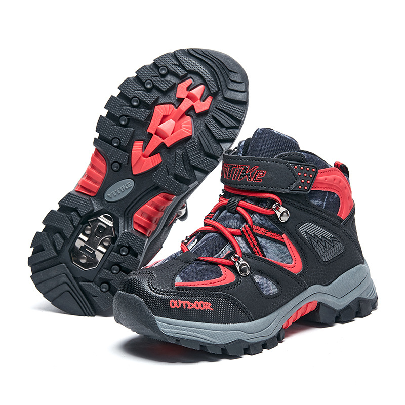 Vitec Zēnu ziemas pārgājiena kurpes - augšdaļa no mākslīgās ādas, gumijas zole, Velcro aizdare, bieza zole, vecums 7–16 gadi