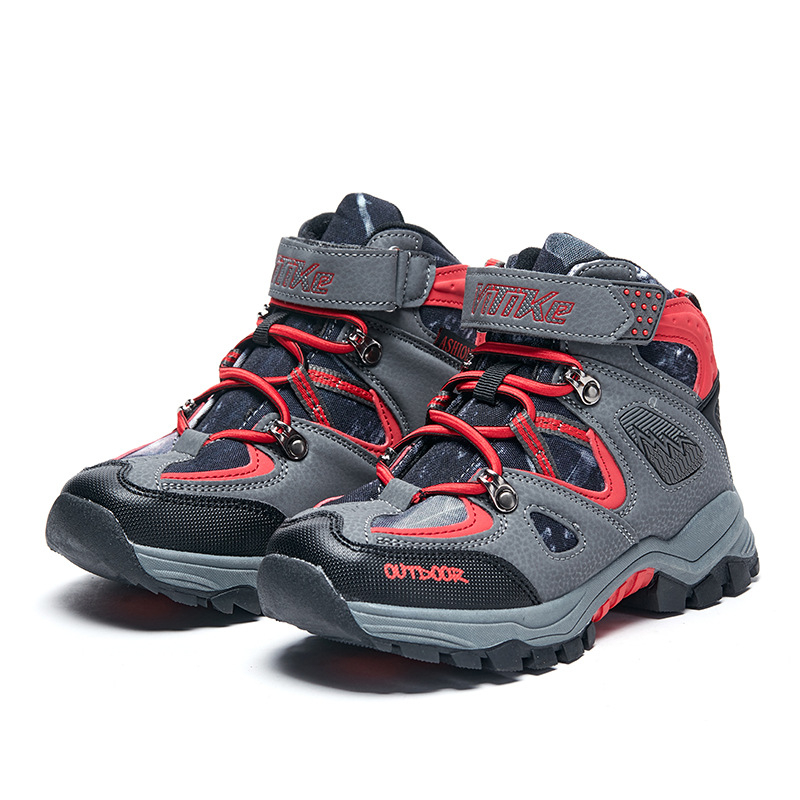 Vitec Zēnu ziemas pārgājiena kurpes - augšdaļa no mākslīgās ādas, gumijas zole, Velcro aizdare, bieza zole, vecums 7–16 gadi