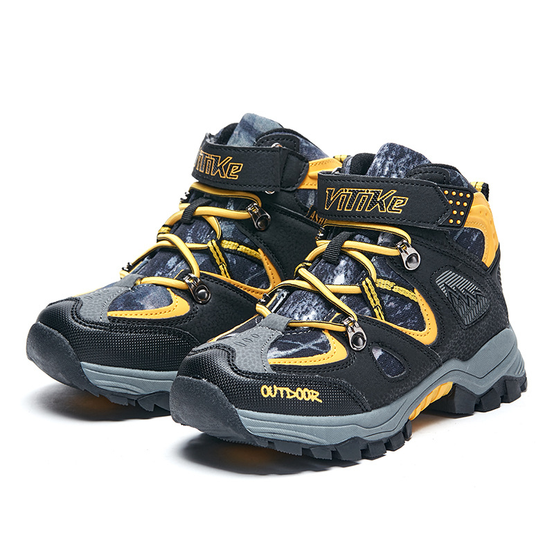 Vitec Zēnu ziemas pārgājiena kurpes - augšdaļa no mākslīgās ādas, gumijas zole, Velcro aizdare, bieza zole, vecums 7–16 gadi