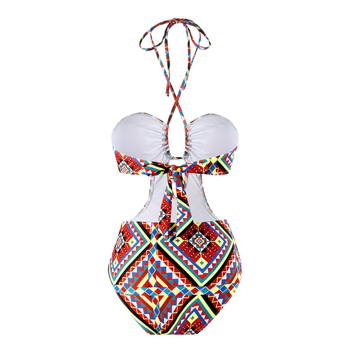 Μονόσωμο μαγιό με ψηλή μέση, ενίσχυση με σύρμα και επένδυση στήθους, εκτύπωση