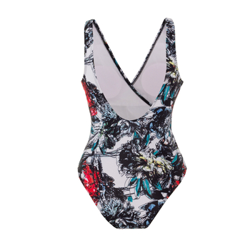 Ολόσωμο μαγιό με υψηλή μέση, χωρίς πλάτη, φλοράλ τύπωμα, με μαξιλαράκια στήθους, πολυεστέρας