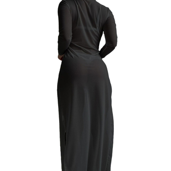 Κάλυμμα παραλίας με διαφανές πλέγμα, στρογγυλός λαιμός, μακριά διαφανής φούστα – Qin Zhu Clothing (Μάρκα: Qin Zhu Clothing; Υλικό: Πολυεστέρας; Επένδυση: Σπαντέξ; Περιεχόμενο υφάσματος: 95% Πολυεστέρας; Βάρος: 136 g)