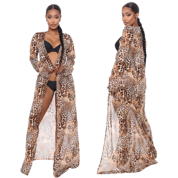 Ζακέτα από δίκτυο-μάσκα με ανοιχτό γιακά, μακριά μανίκια, εκτύπωση, 71–80% ινών ακέτας