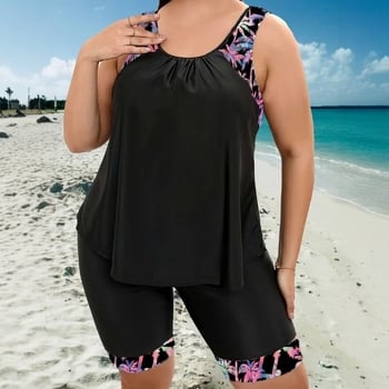 Tankini fürdőruha szett melltartó párnázással, acélrögzítés nélkül; poliészter anyag; 82% poliészter tartalom; csíkos vagy egyszínű minta; magas rugalmasság; alkalmas úszásra