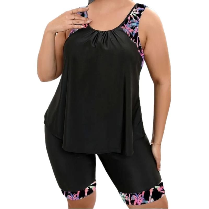 Tankini fürdőruha szett melltartó párnázással, acélrögzítés nélkül; poliészter anyag; 82% poliészter tartalom; csíkos vagy egyszínű minta; magas rugalmasság; alkalmas úszásra