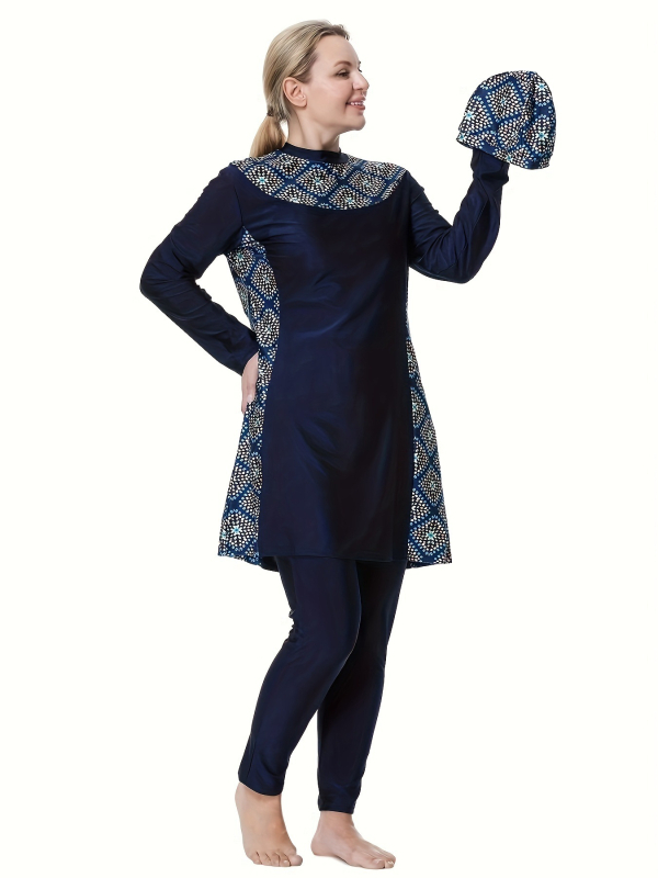 Solid Color Sea Консервативен дамски бански, 85% полиестер, стил Briefs