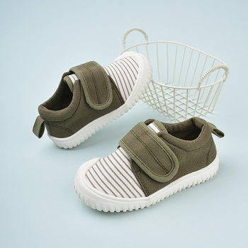 Bērnu kedas ar bieza zole, svītrainu rakstu, kanvas augšdaļa, Velcro aizdare, TPR zole