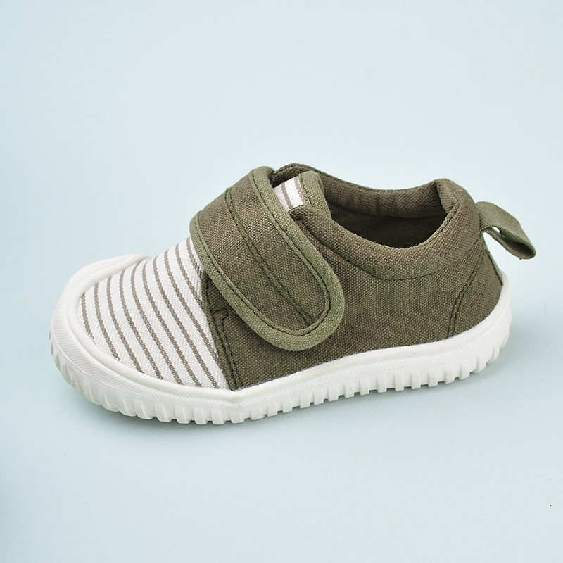 Bērnu kedas ar bieza zole, svītrainu rakstu, kanvas augšdaļa, Velcro aizdare, TPR zole