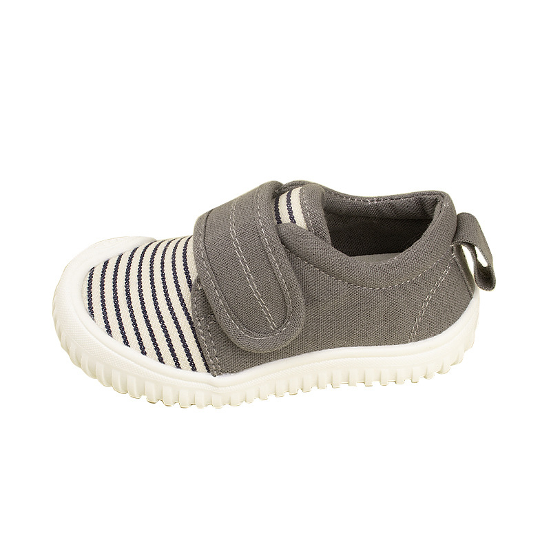 Bērnu kedas ar bieza zole, svītrainu rakstu, kanvas augšdaļa, Velcro aizdare, TPR zole