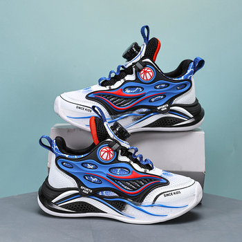 Αθλητικά παπούτσια τρεξίματος για αγόρια - επάνω μέρος από δίχτυ, σόλα από καουτσούκ, διαπνέοντα, ελαφριά, κλείσιμο με περιστρεφόμενο κουμπί