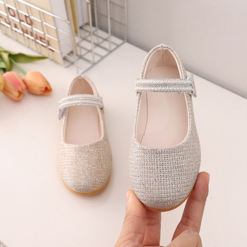 Lányoknak szóló hercegnőcipő Velcro-zárral, PU felsőrész, gumi talp, 1-6 éveseknek