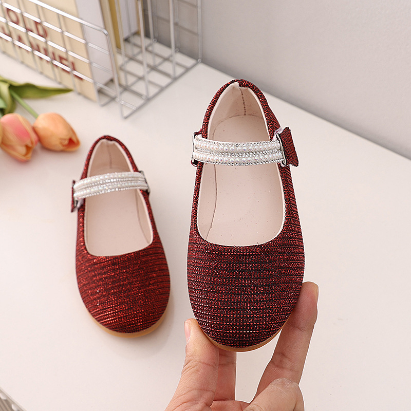 Meitenēm paredzētas princeses kurpes ar Velcro aizdari, PU augšdaļa, gumijas zole, bērniem 1-6 gadu vecumā