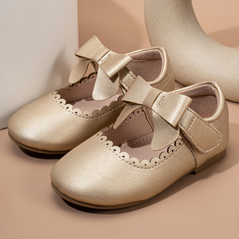 Lányoknak szóló bőrcipő – Velcro zárás, puha talp, brit stílus, hercegnő dizájn