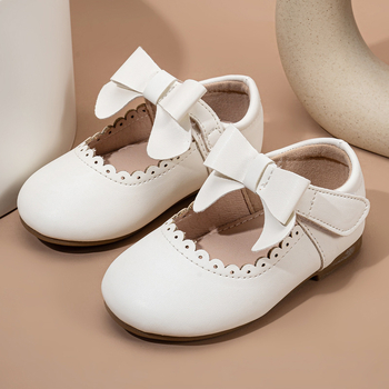 Lányoknak szóló bőrcipő – Velcro zárás, puha talp, brit stílus, hercegnő dizájn