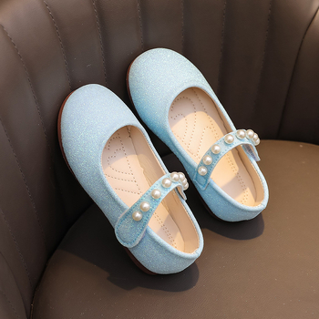 Lányoknak PU bőr tánccipő sequin díszítéssel, Velcro-zár, csúszásmentes gumitalp