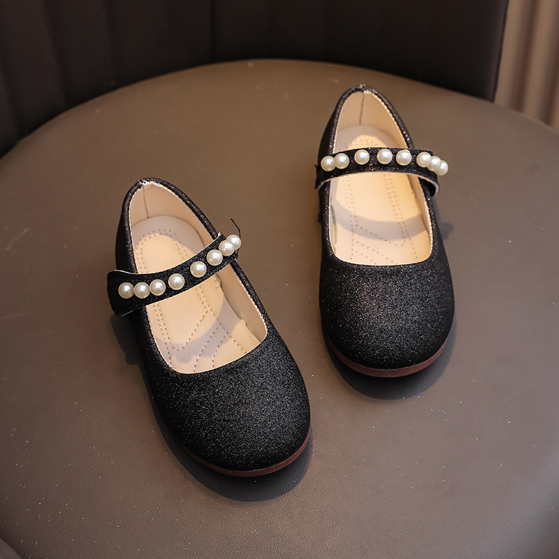 Bērnu PU ādas deju kurpes ar sequīniem, Velcro aizdare, anti-slip gumijas zole