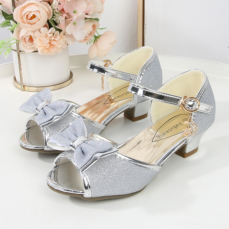 Meitenēm paredzētas augsto papēžu sandales ar kristāla augšpusu, kamuflāžas raksts, TPR pamatne, sprādze, princeses stils