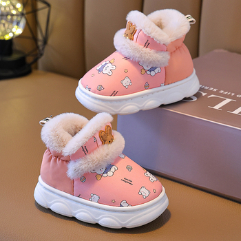 Bērnu kokvilnas iekšējās čības ziemai, neslīdošas, PU ādas augšdaļa, EVA zole, dzīvnieku raksts, ikdienas stils vecumā no 1 līdz 6 gadiem